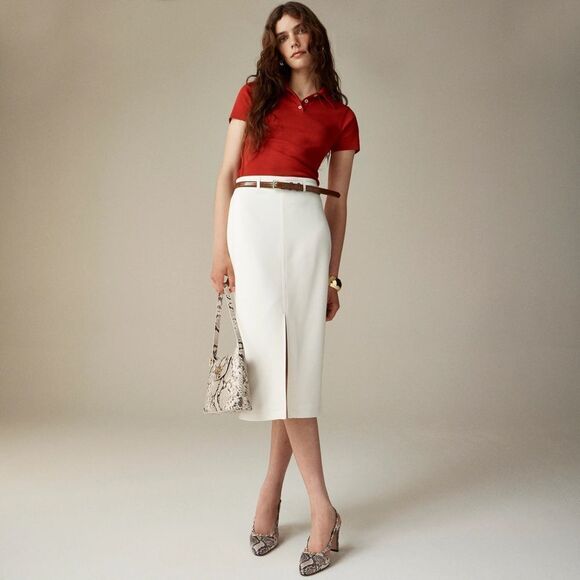 NWT J CREW Pencil midi skirt in four-season stretch in Ivory - Picture 10 of 12